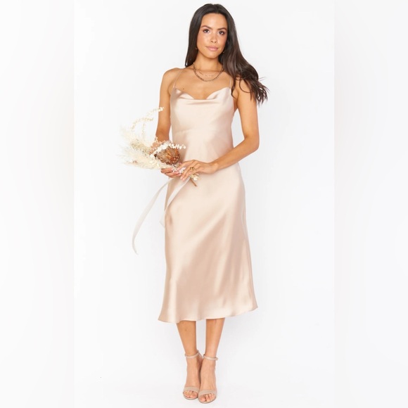 REVOLVE Dresses & Skirts - Show Me Your Mumu Verona Cowl Neck Dress Champagne Satin